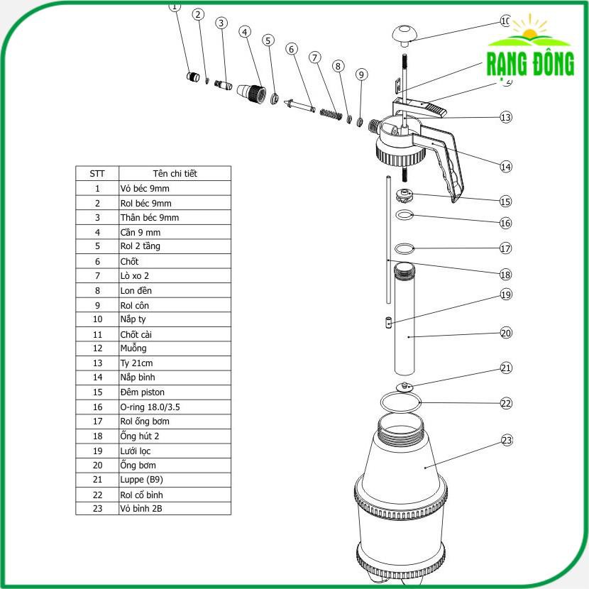 Bình Tưới Cây Phun Sương Thể Tích 2 Lít (Nhựa loại tốt) - Hạt giống Rạng Đông