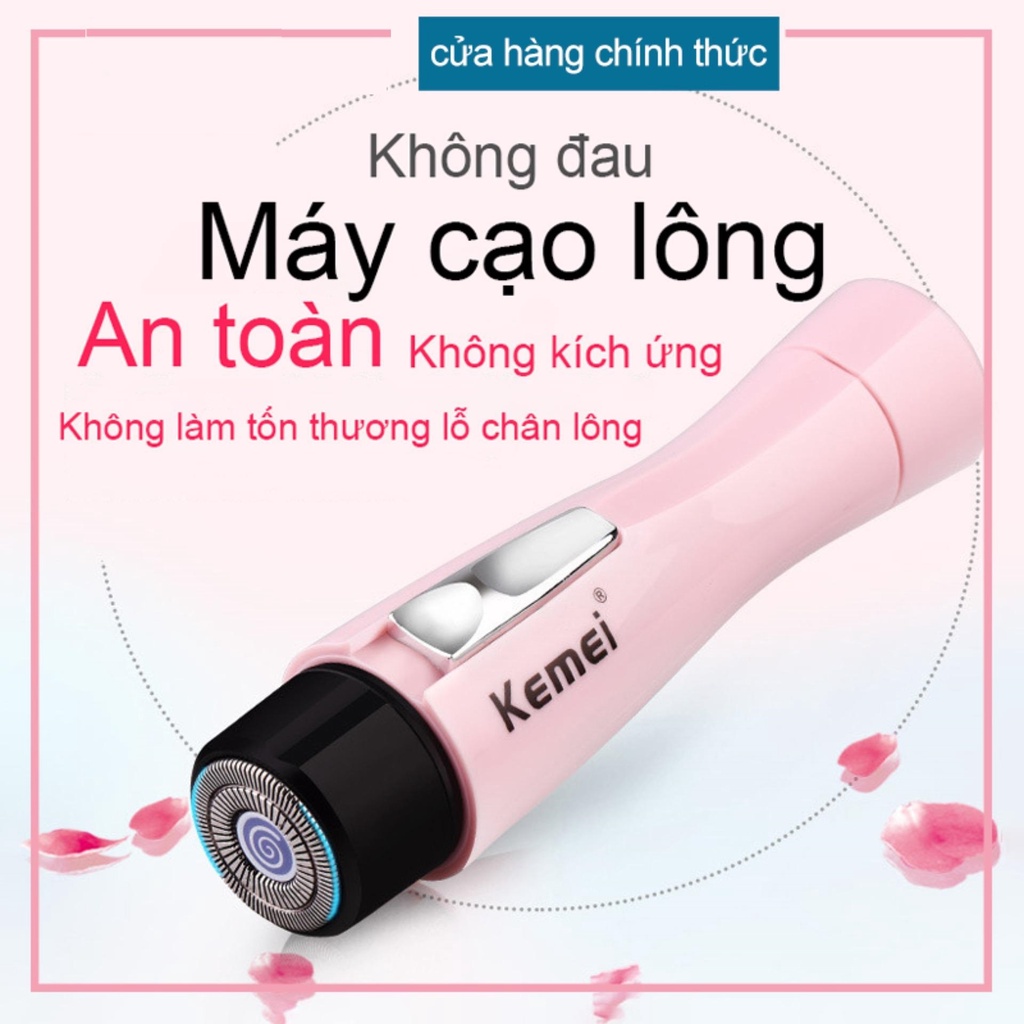 Máy cạo lông mini Kemei, máy cạo lông đa năng cạo sạch lông nách, lông tay, lông chân| tongkhohuyhoang168