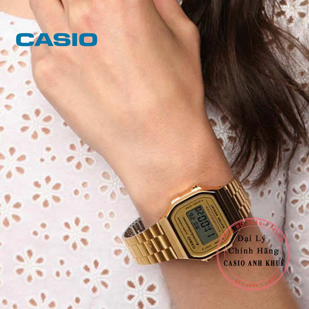 [Mã FARSBR243 giảm 15% đơn 249K] Đồng hồ Unisex Casio Vintage A168WG-9WDF dây kim loại