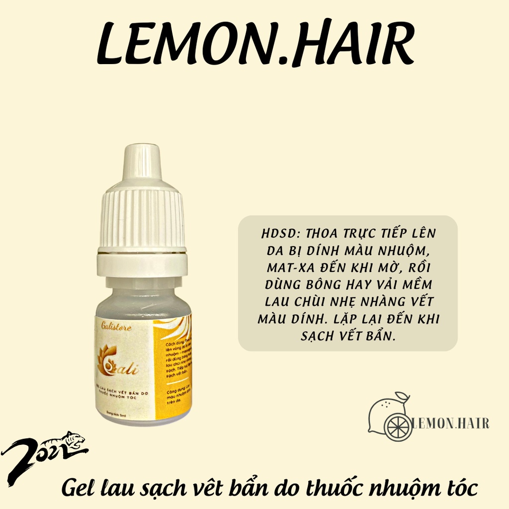 Gel lau chùi làm sạch vết bẩn do màu nhuộm tóc, dung dịch tẩy thuốc nhuộm tóc dính vào da đầu, cơ thể an toàn Lemon.hair