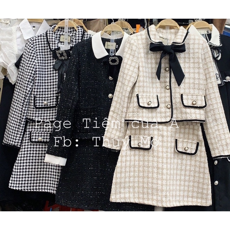 Sét dạ tiểu thư cao cấp tặng kèm nơ cài cổ full 3 màu kèm ảnh thật _Tiệm của Ả | BigBuy360 - bigbuy360.vn