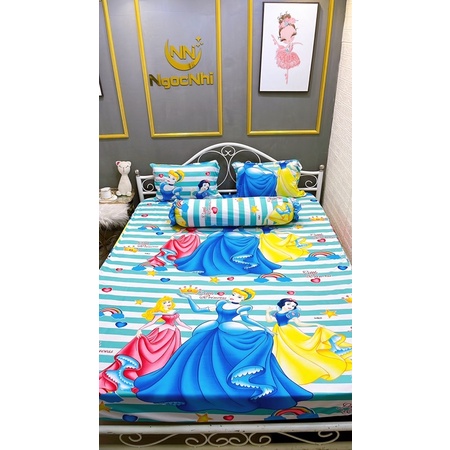Chăn drap thun lạnh Hàn Quốc 💓 FREESHIP 💓 Bộ drap & vỏ gối thun lạnh mẫu công chúa cho bé