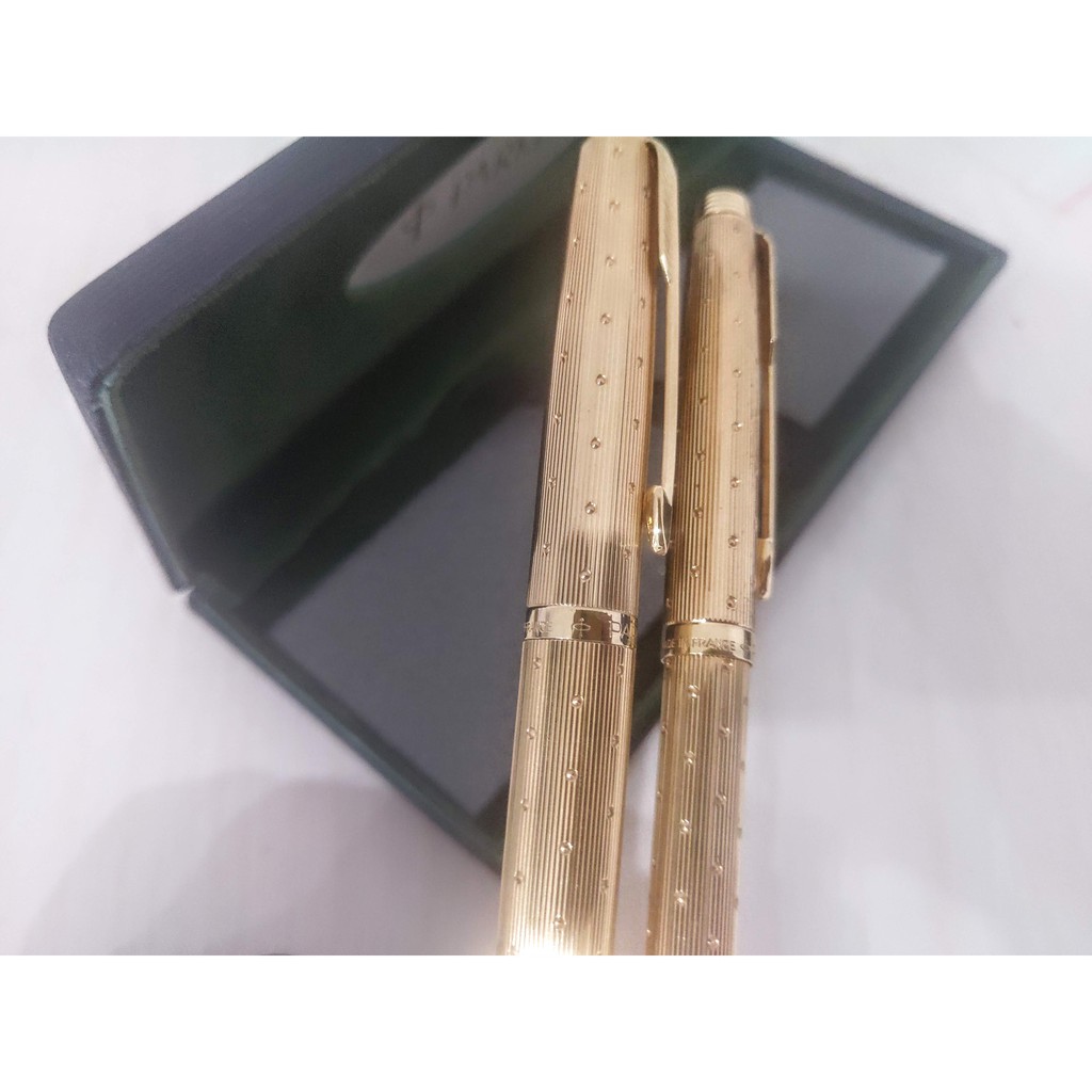 Bộ 2 bút Parker 75 PERLE - Mạ vàng 22K - Bút máy và bút bi - Place Vendome fountain pen &amp; ballpoint pen - Made in France