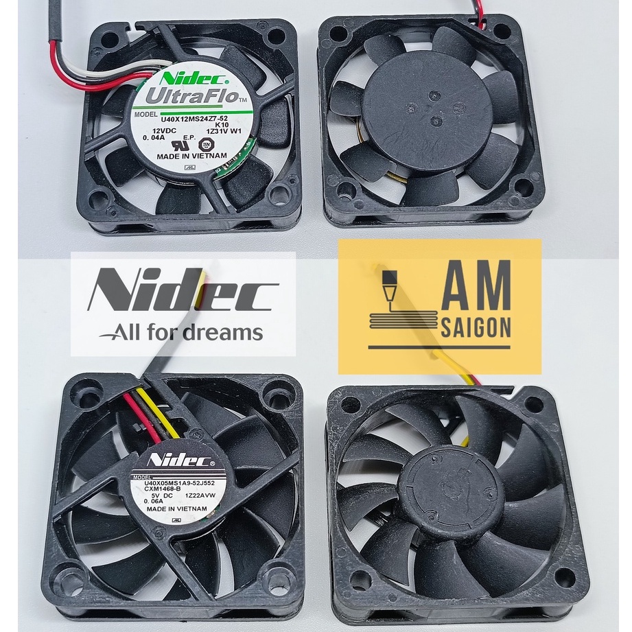 Quạt Nidec 4cm 5V 12V  fan tản nhiệt 4010 hàng tháo máy Nhật mới.