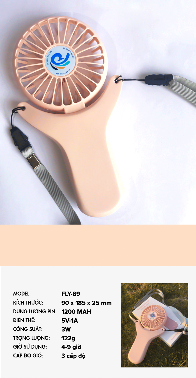 Quạt cầm tay mini FYL_89 làm mát cực thích- Dung lượng 1200 MAH- Công suất 3W- 3 cấp độ mát- Sử dụng lâu từ 4-9 tiếng | BigBuy360 - bigbuy360.vn