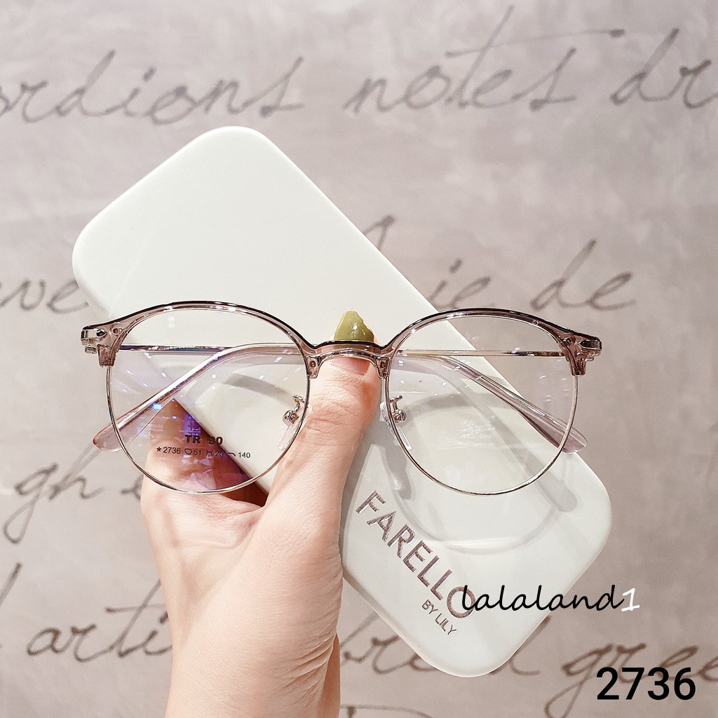 Gọng kính cận nam nữ LILYEYEWEAR mắt kính tròn gọng kính kim loại màu sắc thời trang 2736