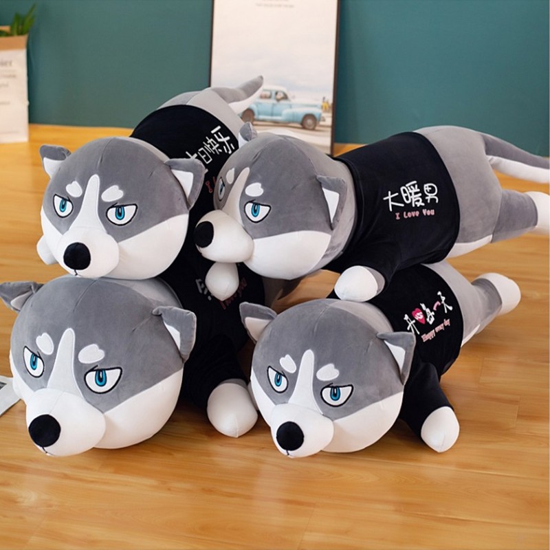 Gấu Bông Hình Thú Husky, gối ôm hình thú nhồi bông cho bé - Chó HUSKY, chó ALASKA - Hàng nhập khẩu nguyên con