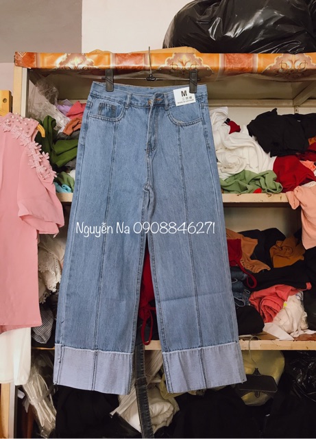 [HÌNH THẬT] Quần jeans gấp lai lưng siêu cao | BigBuy360 - bigbuy360.vn