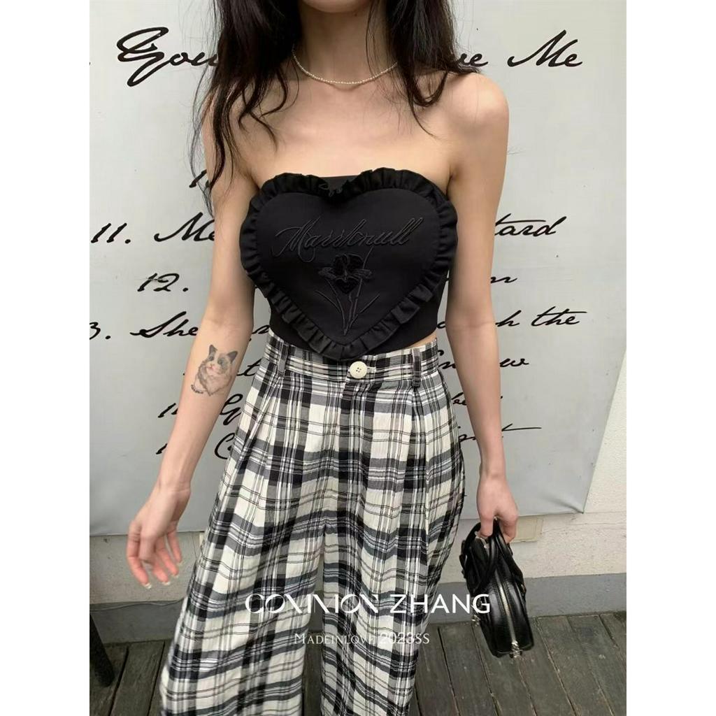 Áo Croptop Ôm Dáng Thêu Họa Tiết Trái Tim Quyến Rũ Thời Trang Mùa Hè Hàng Mới 2023