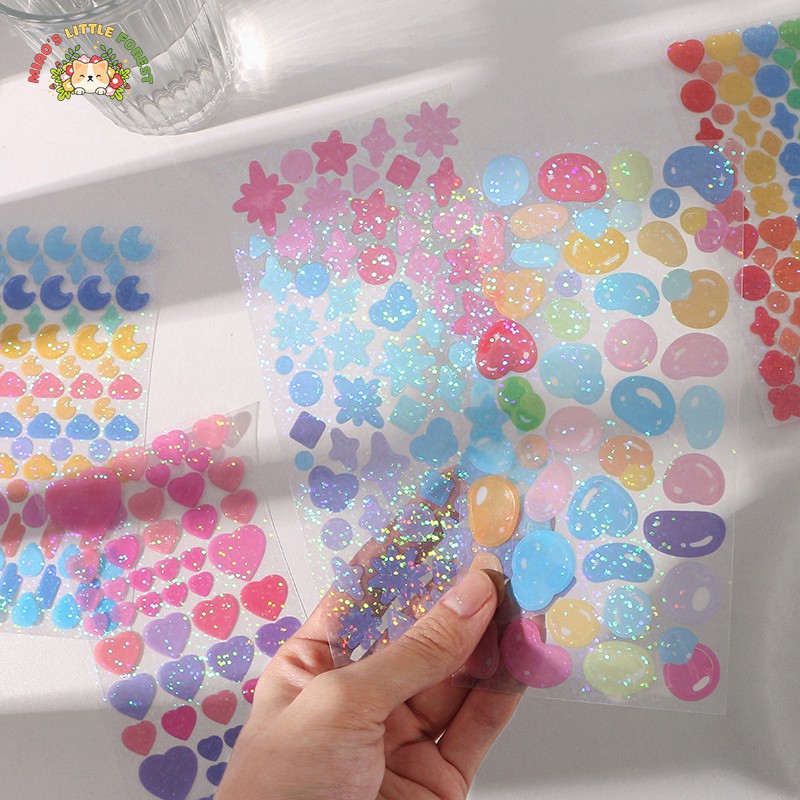 Sticker nhũ MIAO'S LITTLE FOREST hình dán confetti ép nhũ xinh xắn trang trí sổ tay bullet journal MST358