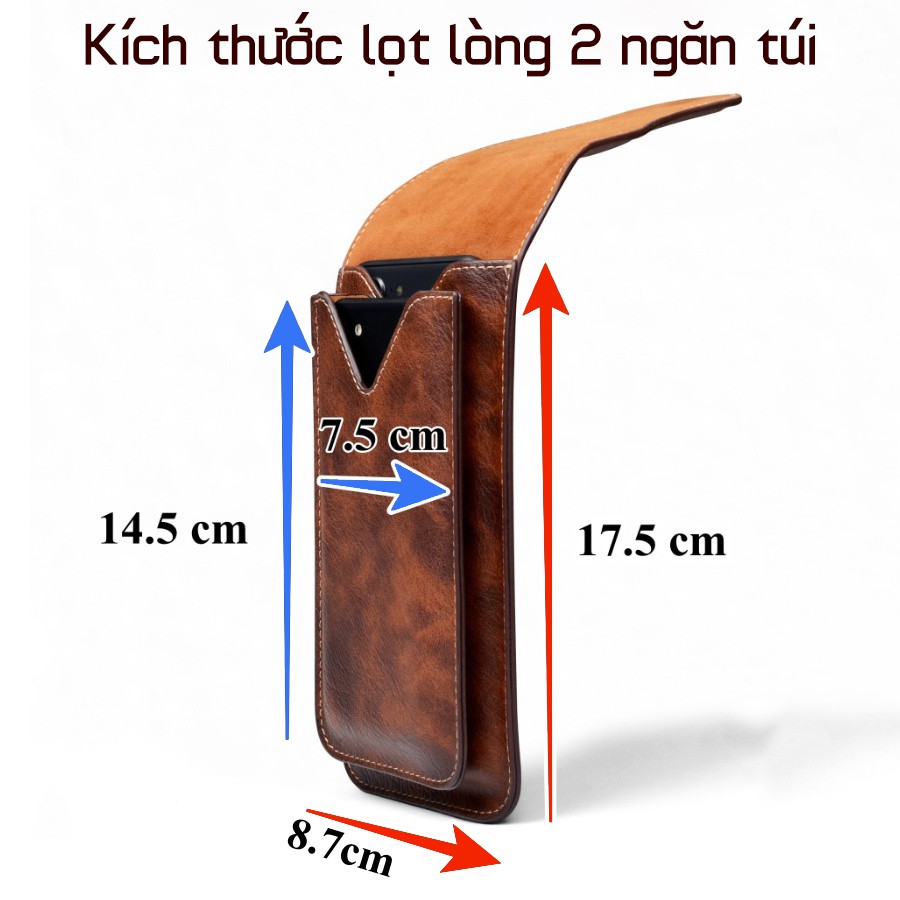 Túi Puloka 2 ngăn đeo hông thắt lưng loại đứng cho điện thoại nhiều size 5 inch, 5.2 inch, 5.5 inch, 6 inch, 6.3 inch...