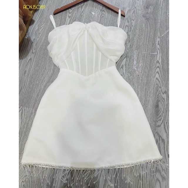 MS1264y ĐẦM CÚP NHŨ ÁNH KIM KẾT TUA RUA PHALEfull size s/M/L/XL