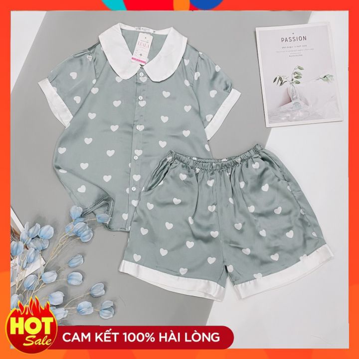 Pijama cộc đùi lụa satin latin phối hàn cao cấp hàng loại 1, sang xịn, mềm mát, bao lỗi 1 đổi 1 | BigBuy360 - bigbuy360.vn