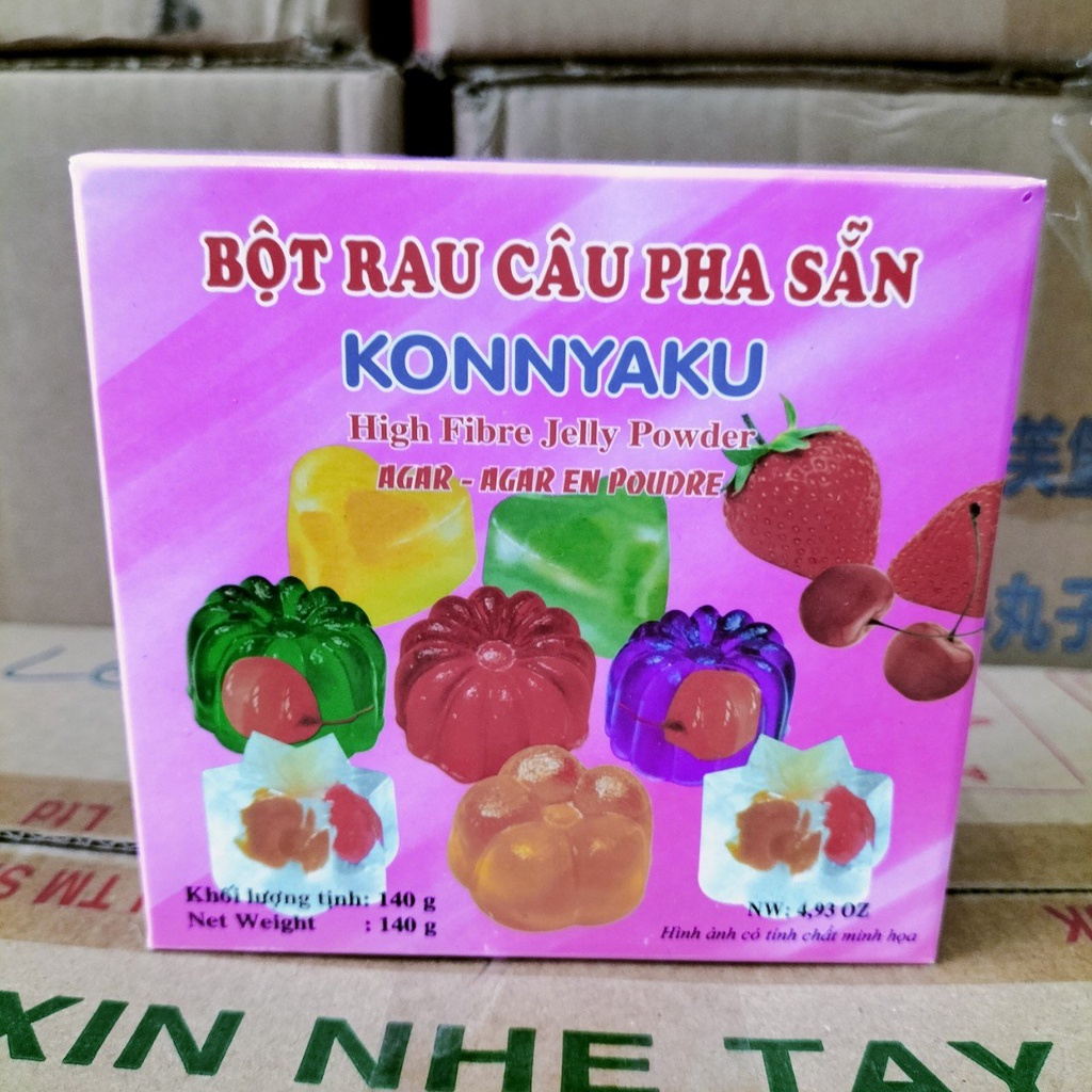 [Hàng Cao Cấp Loại 1]Bột Thạch Rau Câu Pha Sẵn KONNYAKU Hộp 140g Đủ Vị Trái Cây