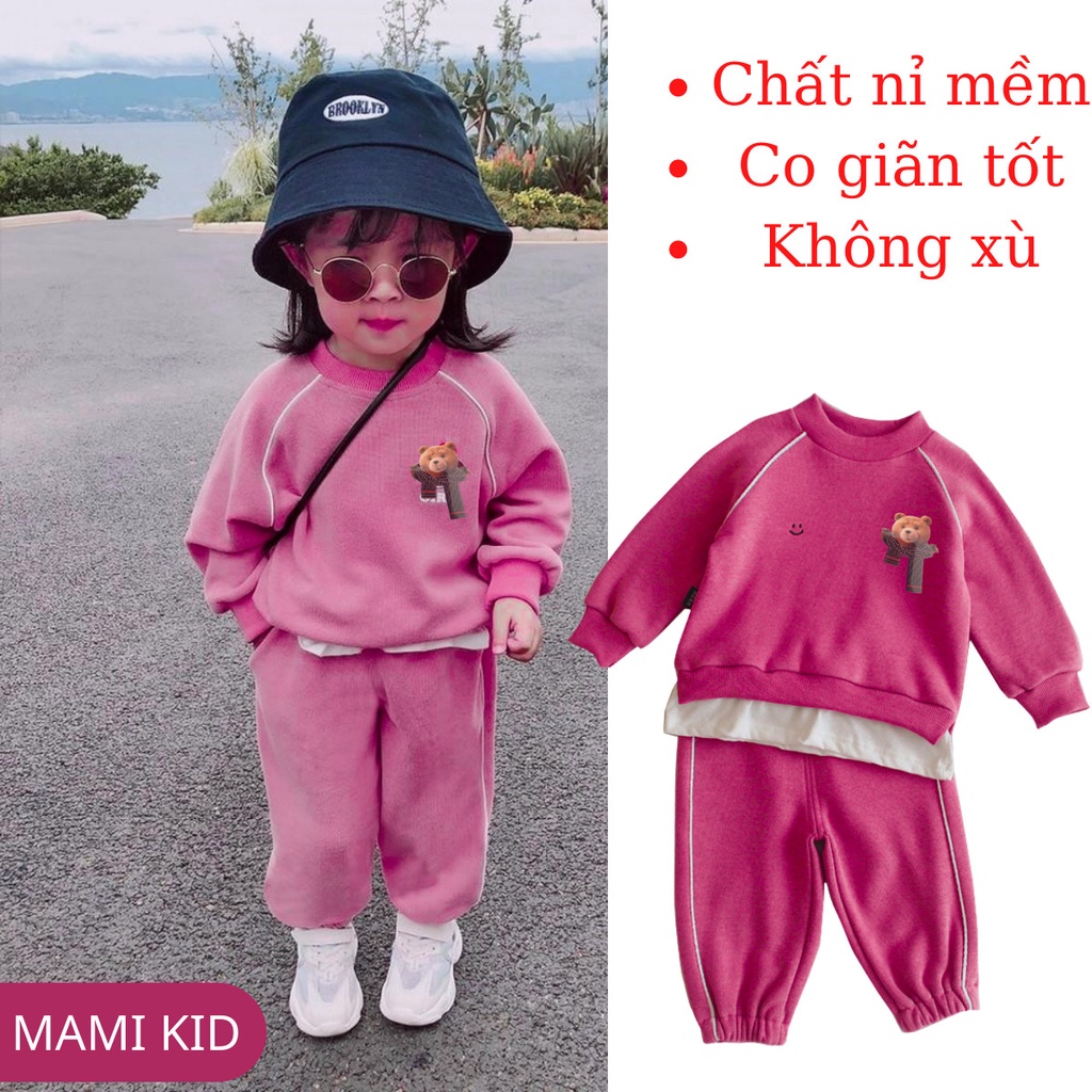 Đồ Bộ Cho Bé, Bộ Nỉ Thu Đông Phong Cách Thể Thao Sành Điệu 10-40kg, chất nỉ 100% cotton mềm đẹp, Shop Mamikid
