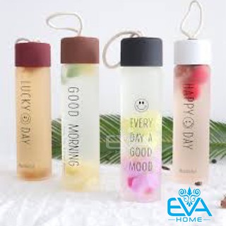 Bình Nước Thuỷ Tinh Mờ Happy Day 400 Ml