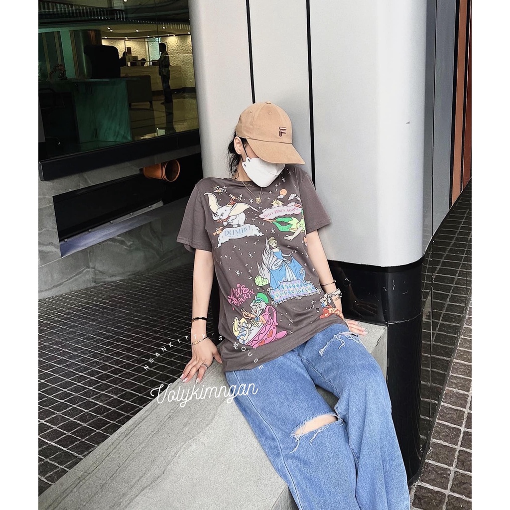 Quần jean suông rách hai bên