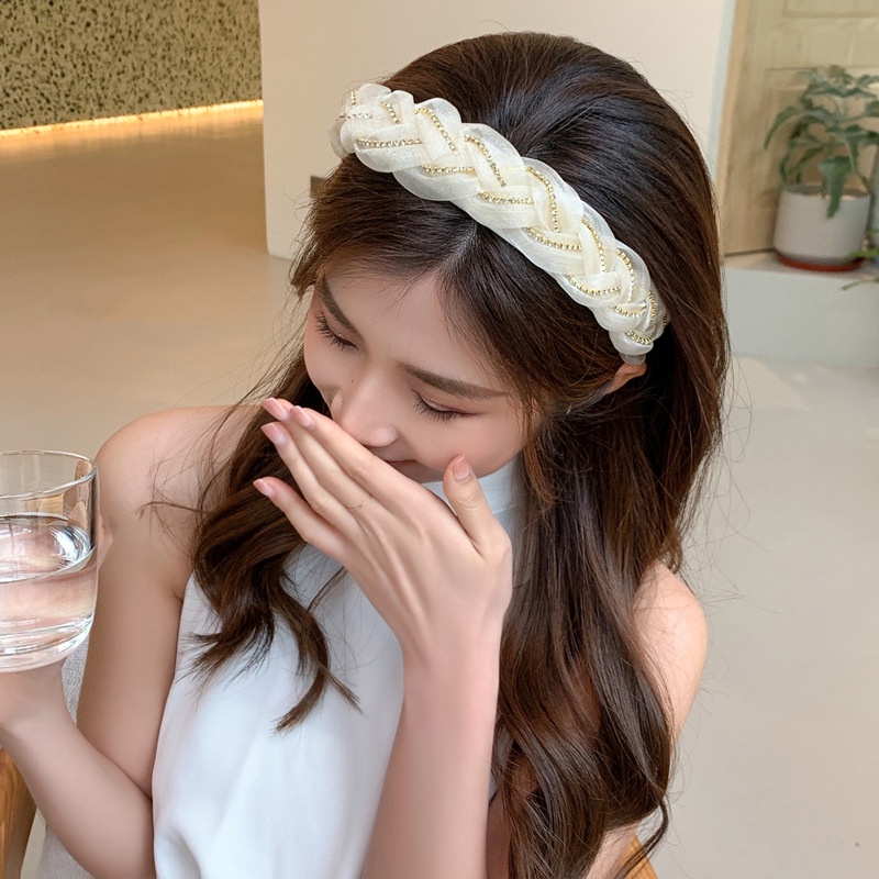 Băng Đô Vải Lưới Thắt Bím Bản Rộng Thời Trang Cho Nữ