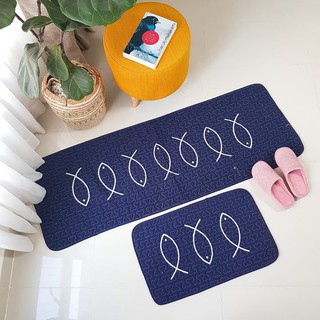 Thảm set 3 - cá 7 con màu xanh