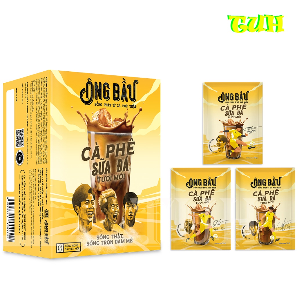 Cà Phê Sữa Đá Ông Bầu Hộp Vàng 240g, 2 Hộp 10gói/1hộp, cà phê ob, ob cafe-TUH Store
