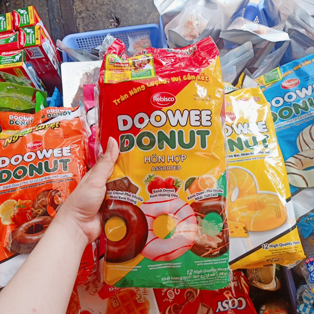 Bánh Donut Doowee Kem Đủ Hương Vị Gói 12 cái 360g