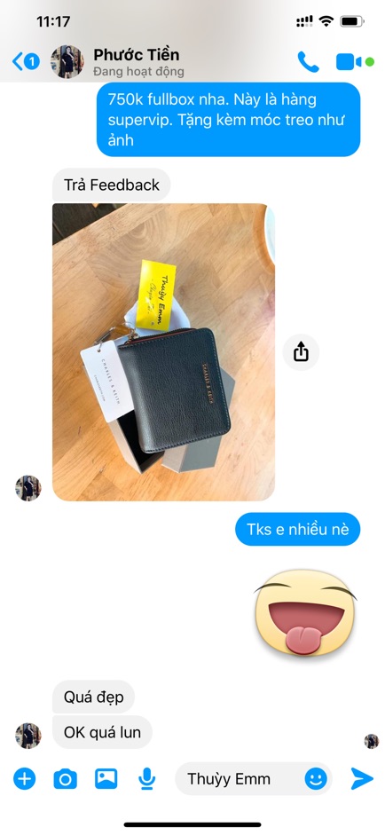 Ví CnK xuất mini gập kéo có Dây đeo chéo hàng like Auutth fullbox