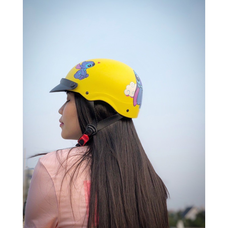 Mũ bảo hiểm couple Stitch dễ thương xĩu Up xĩu Down ☺️ - Hàng cao cấp, sắc nét từng chi tiết