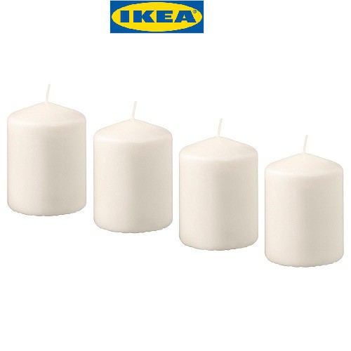 Bộ 4 nến trụ màu trắng không mùi HEMSJÖ - IKEA