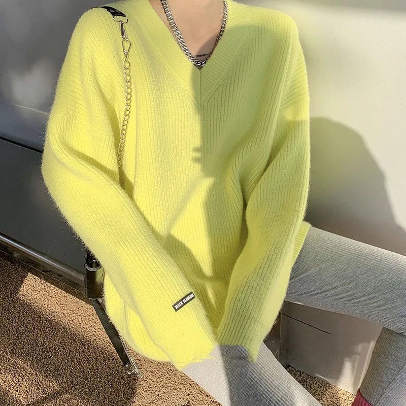 Áo Sweater Dệt Kim Dáng Rộng Thiết Kế Mới Dày Dặn Giữ Ấm Cao Cấp Thời Trang