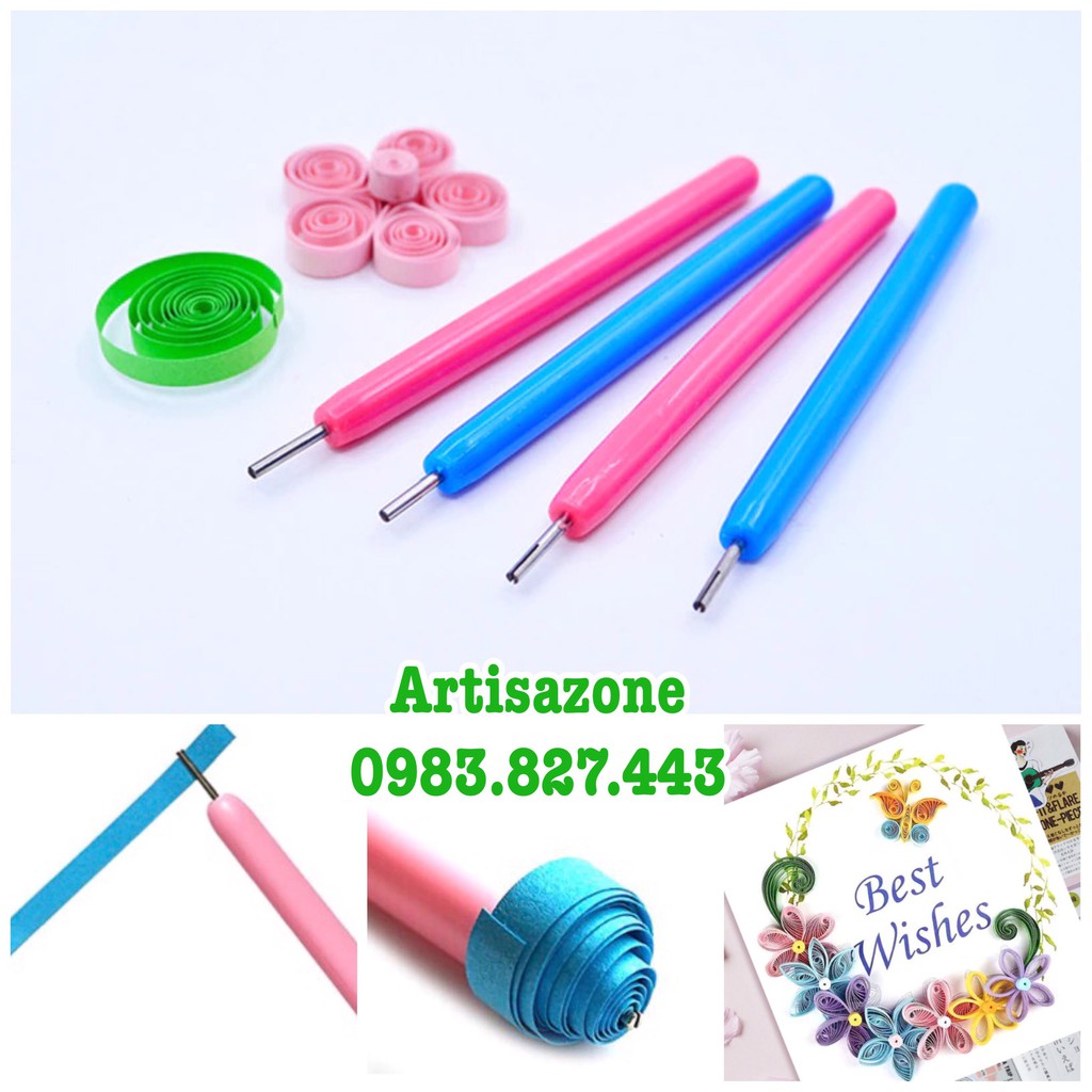 Que cuốn Quilling, que nhọn cán nhựa - 01 chiếc, màu ngẫu nhiên