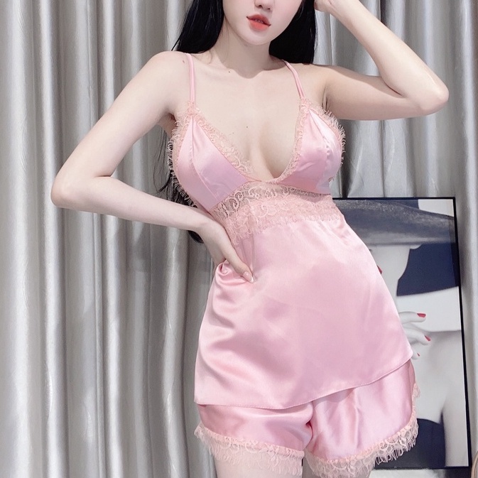Đồ Ngủ Sexy 2 Dây Phối Ren Mi Gợi Cảm Lụa Satin Mềm Mịn Thoáng Mát Freesize - CN044 CINY | BigBuy360 - bigbuy360.vn