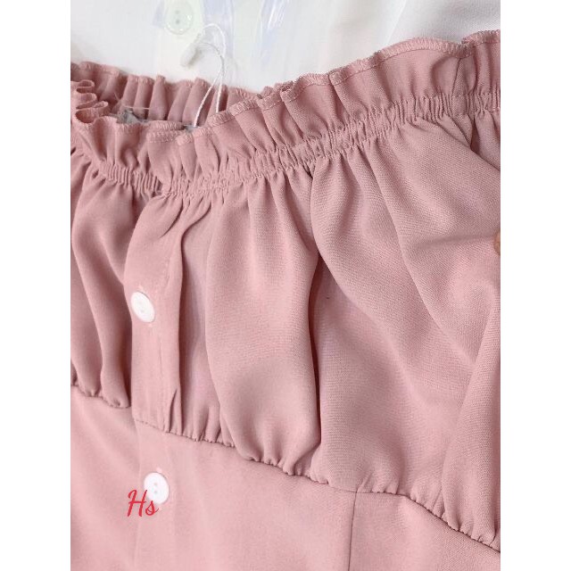 Đầm Bèo Nữ Trễ Vai Chất Đũi 🦋 Váy Babydoll Nữ Trơn Cúc Cài 4 Màu 🦋 | BigBuy360 - bigbuy360.vn