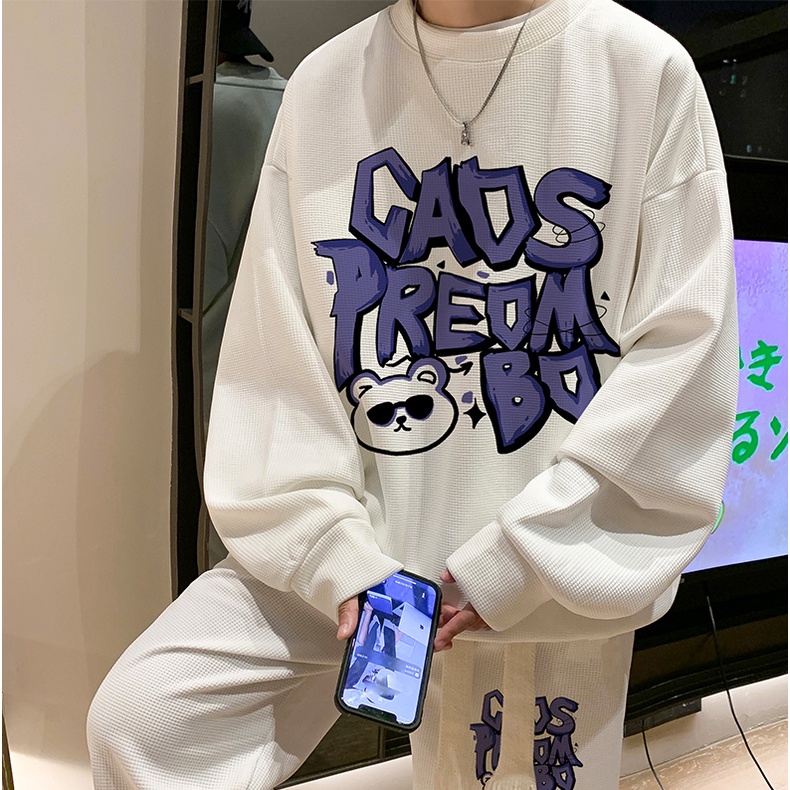 Set Áo Thun Dài Tay Và Quần Dài Thời Trang Nam Tính