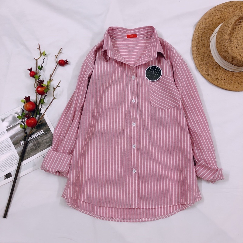 Sơ Mi Sọc 1 Túi Fom Suôn Dáng Sơ Vin Chất Mát - Jancaroshop