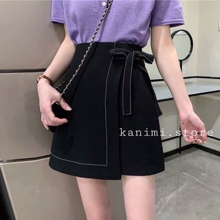 Chân váy chữ A trơn chỉ nổi đính nơ Kanimi, chân váy công sở lưng cao cá tính siêu đẹp