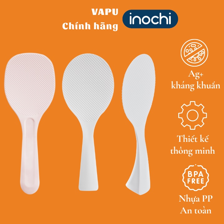 Muỗng xới cơm chống dính, đế tự đứng Inochi Sendai Nhật Bản, an toàn tuyệt đối, môi vá mui thìa xúc cơm, Vapu HCM