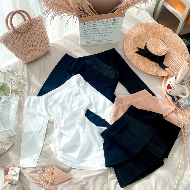 SET ÁO LỆCH CV TẦNG TRẮNG - ĐEN