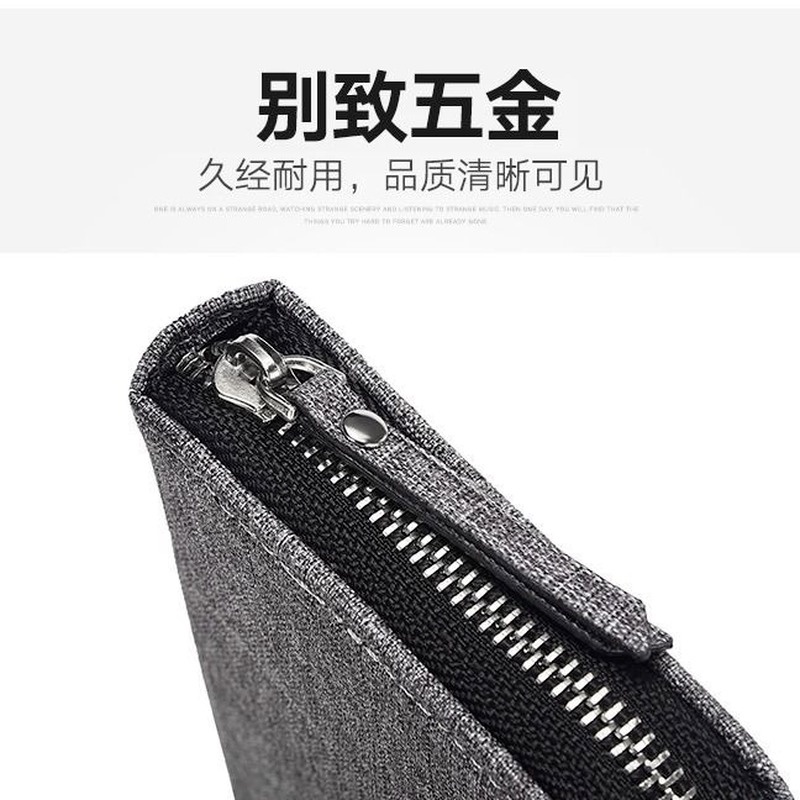 Ví cầm tay vải canvas dáng dài có khóa kéo thiết kế mới thời trang đa năng tiện lợi dành cho nam