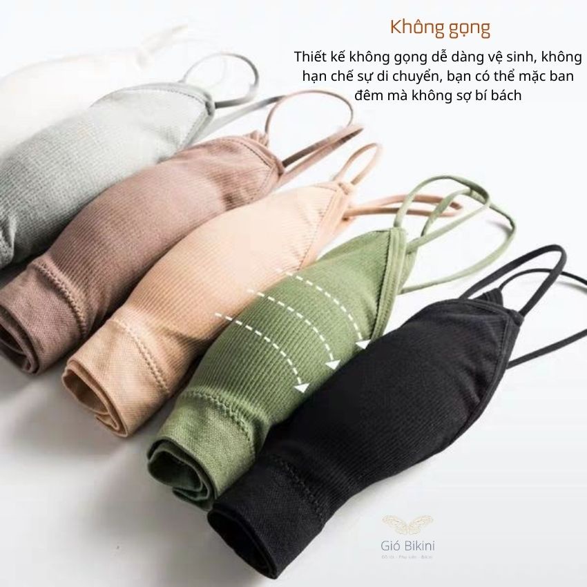 Áo Bra cotton gân màu trơn đơn giản. Áo croptop hai dây sợi bún thời trang, nhẹ nhàng, nữ tính