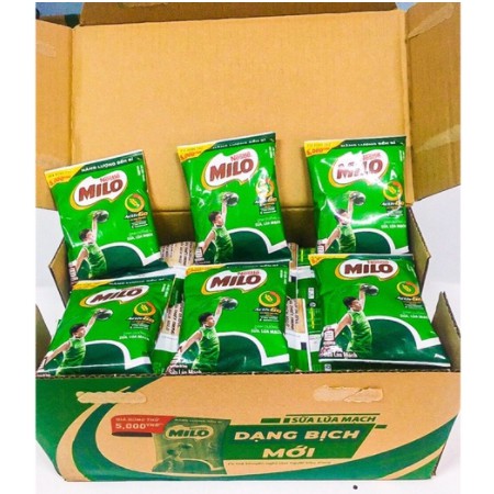 Thùng 48 bịch sữa lúa mạch Milo pha sẵn tiện lợi có đường 180ml