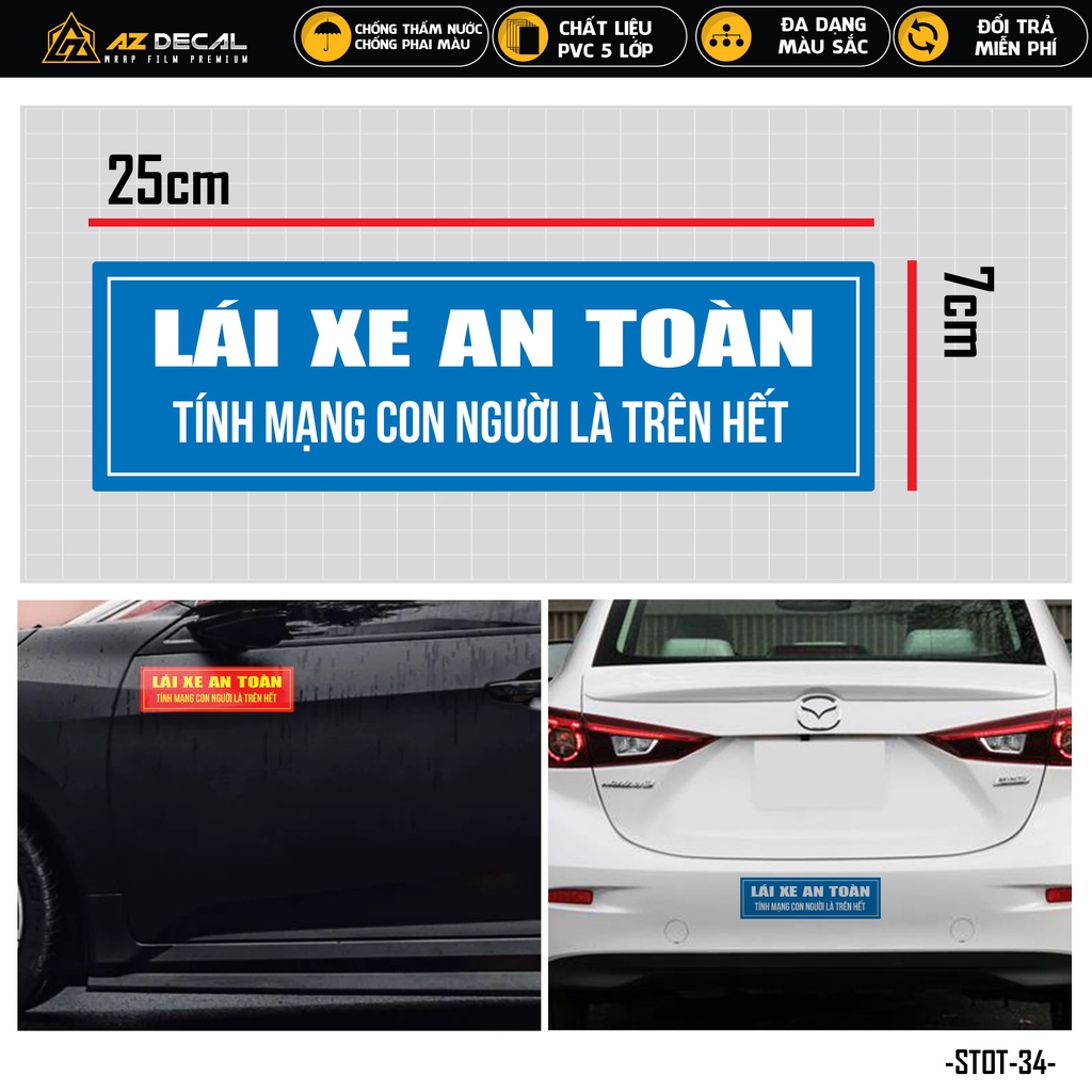 Sticker Dán Xe Ô Tô Lái Xe An Toàn | STOT-34 | Team Decal Dán Sườn Cản Sau Xe Hơi Oto Tải Xe Khách 4 Chỗ 7 Chỗ