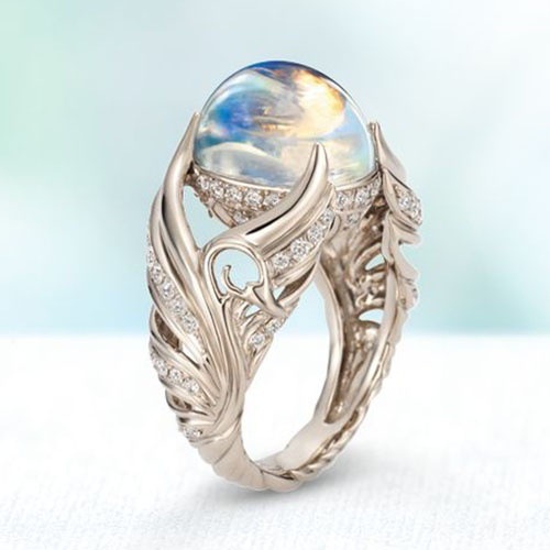 XIMILU⭐ Angel Wing Moon Stone 925 silver Ring For Women vintage cute rings women Korean Fashion Acce
