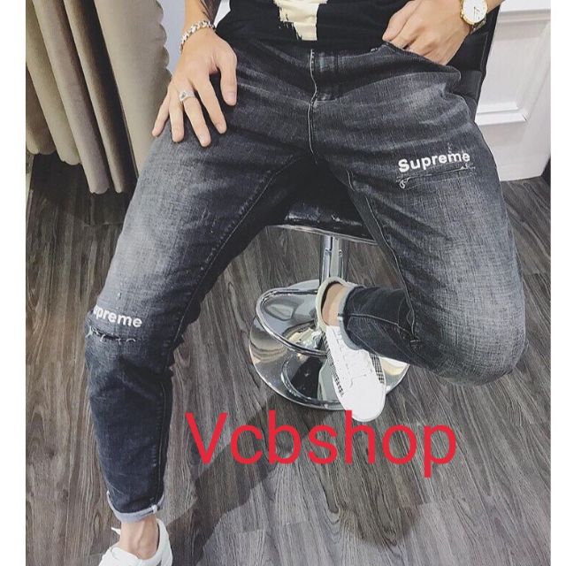 Quần jean nam mẫu phối chữ rách Vcbshop v9363