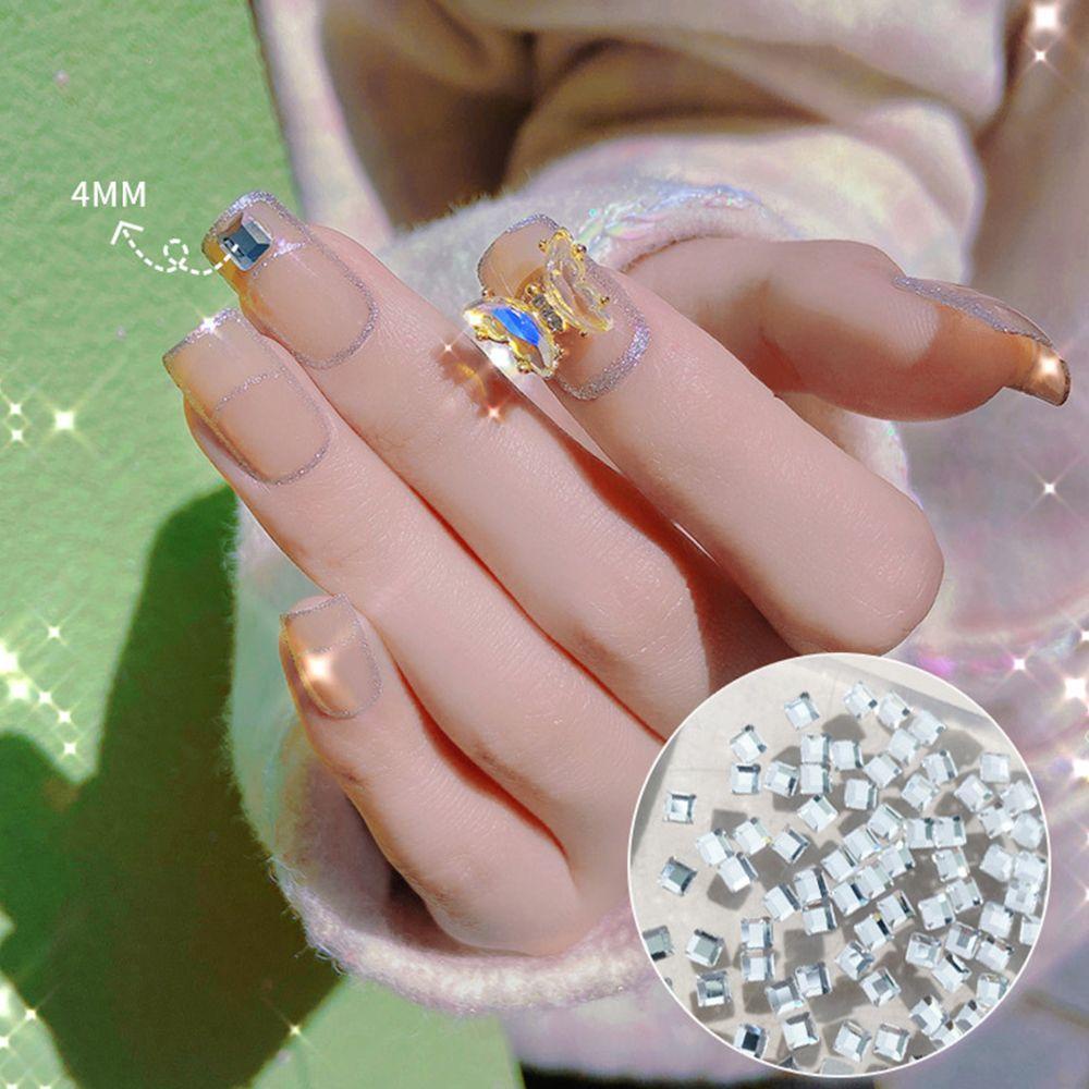 TWINKLE Đá Đính Trang Trí Móng Tay Hình Vuông Nhỏ Thời Trang DIY