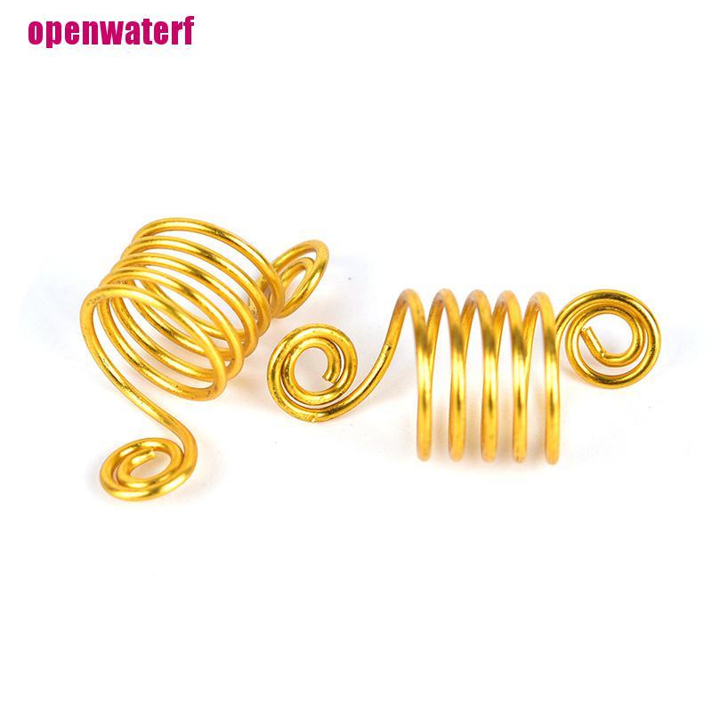 【openf】10 Pcs Metal Hair Braid Dreadlock Beads Cuffs Clips Braid Spiral Jewelry Decor