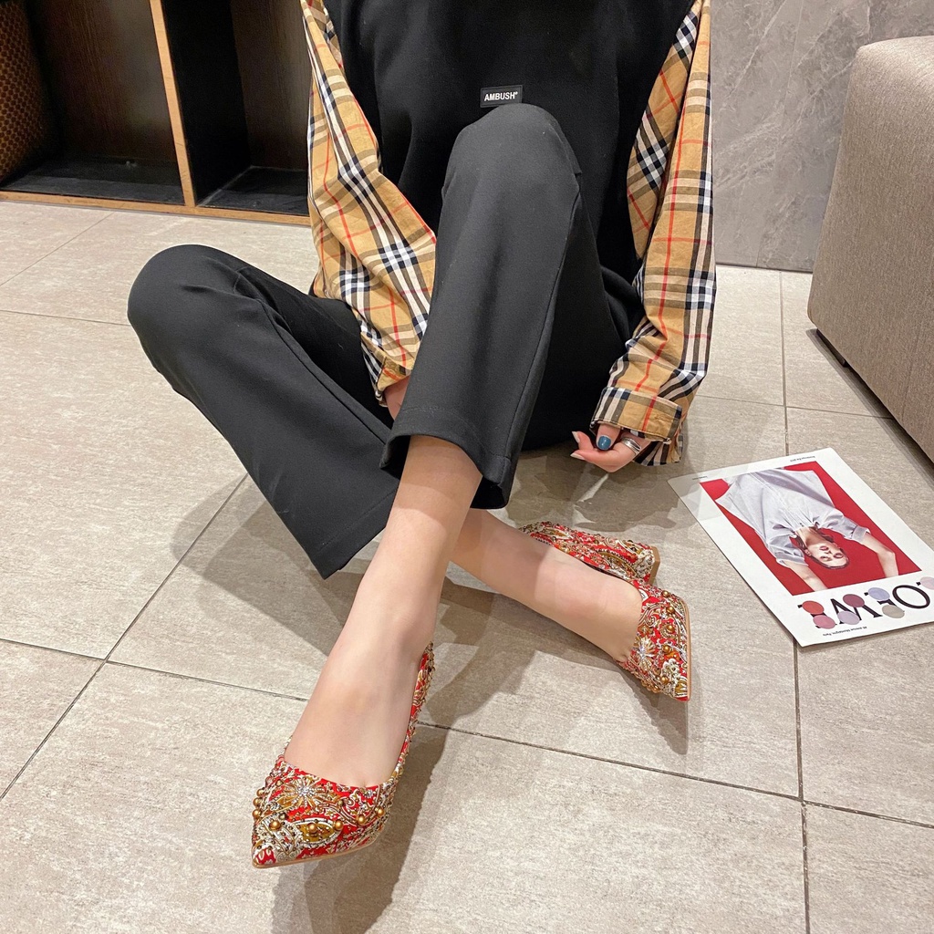 Giày Cao Gót 4.5Cm 6.5Cm 9Cm Mũi Nhọn Thiết Kế Quyến Rũ Thoải Mái