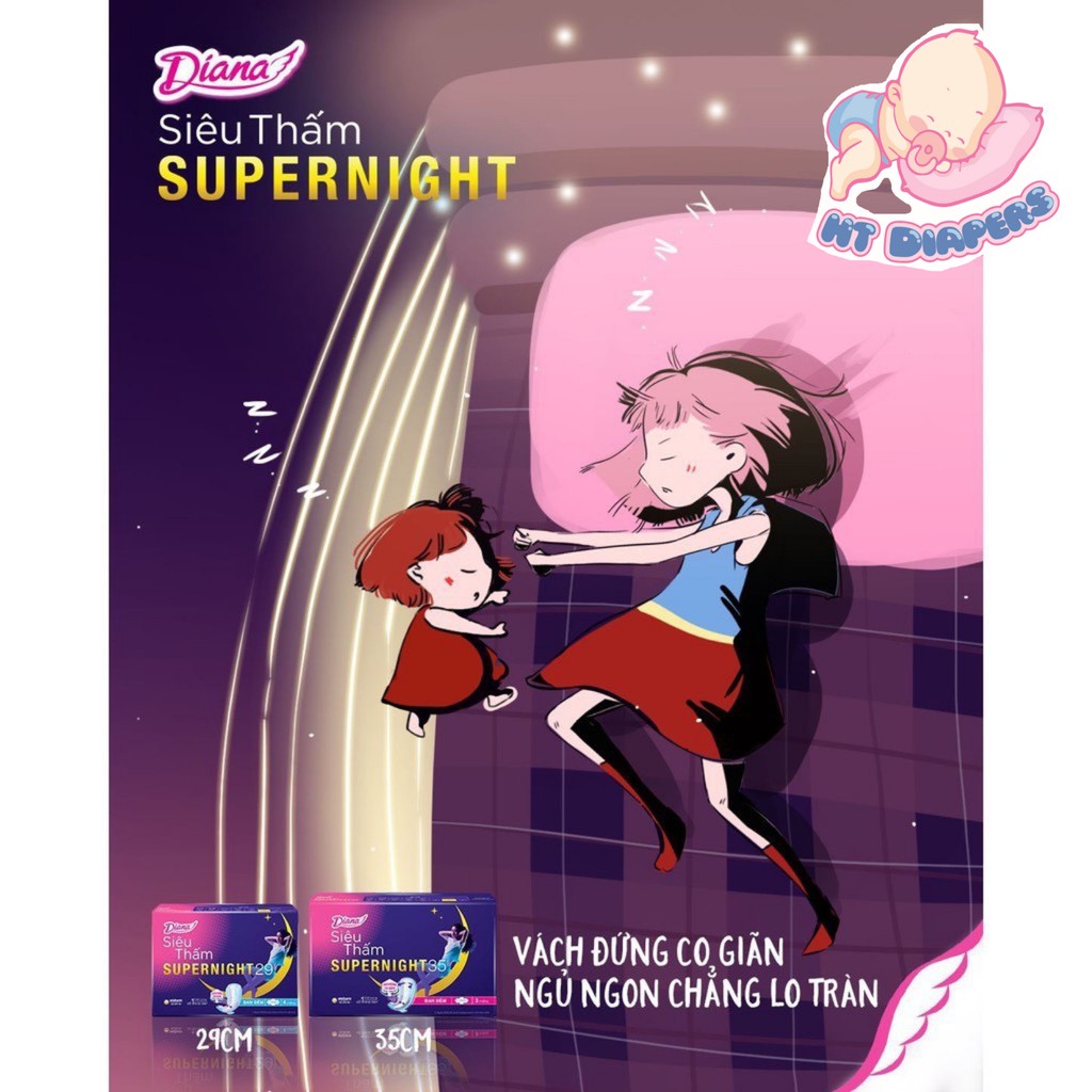 Băng vệ sinh Diana siêu thấm Super night 29cm (6 gói)