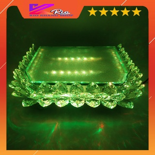  Đài sen pha lê vuông đế để tượng phật sử dụng đèn led có điều khiển từ xa sử dụng trang trí tủ 