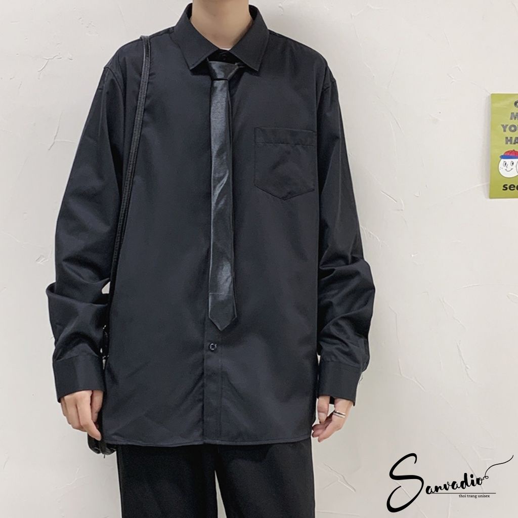 Áo sơ mi nam SANVADIO dài tay phong cách Hàn Quốc form dáng unisex-cổ bẻ-vải thái chống xù ASM30