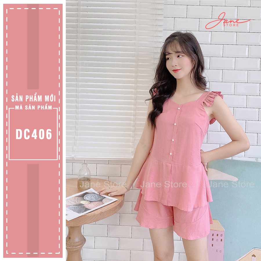 Bộ đồ mặc nhà JANE chất liệu vải đũi màu hồng DC406 , JANE bộ đồ mặc nhà chất liệu đũi tự nhiên | BigBuy360 - bigbuy360.vn